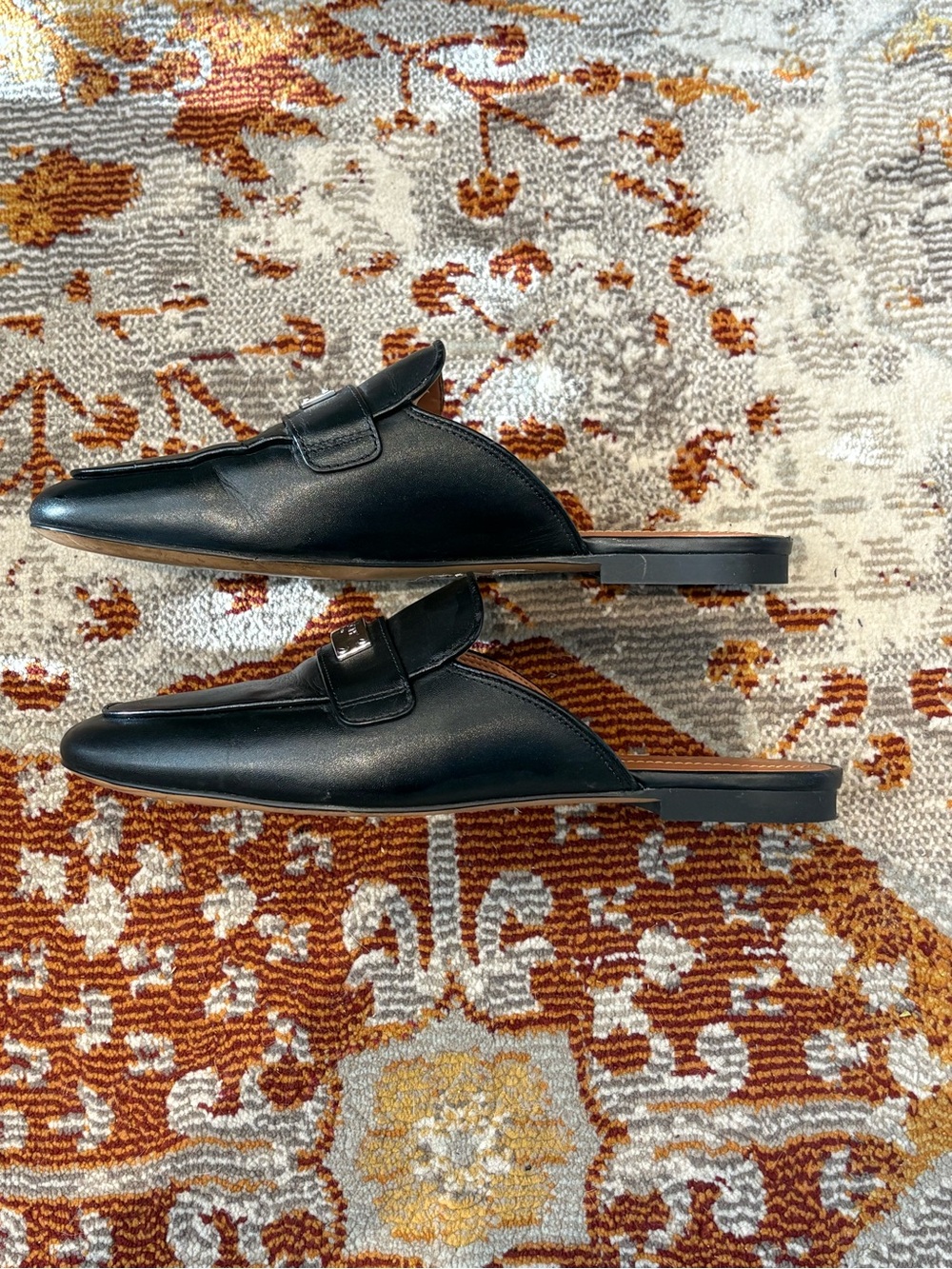 Coach Black Leather Slip-On Loafers with Tan Insole - Picture 5 of 10